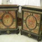 Restitution d'une paire de meubles d'appui Napoléon III en marqueterie Boule, en partie et contrepartie, collection particulière
